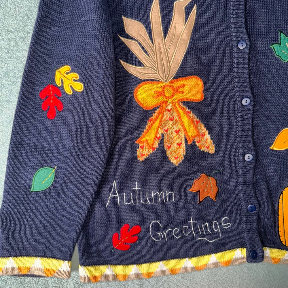 The Quacker Factory Womens Embroidered Multi Color Buttoned down Cardigan Large - Picture 7 of 14
